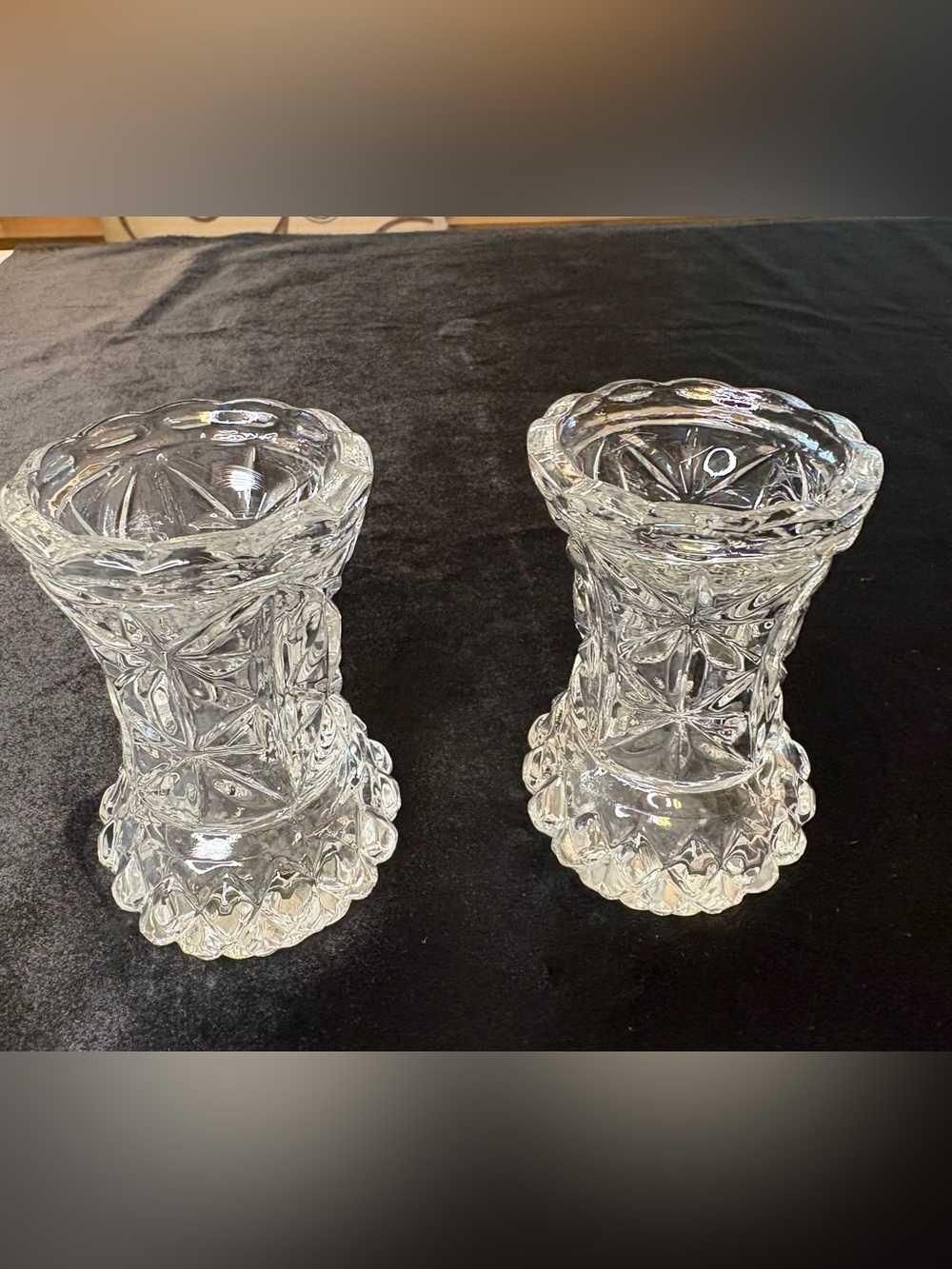 Vintage 1970’s German Crystal Bud Vase Set Of 2 - Picture 2 of 5
